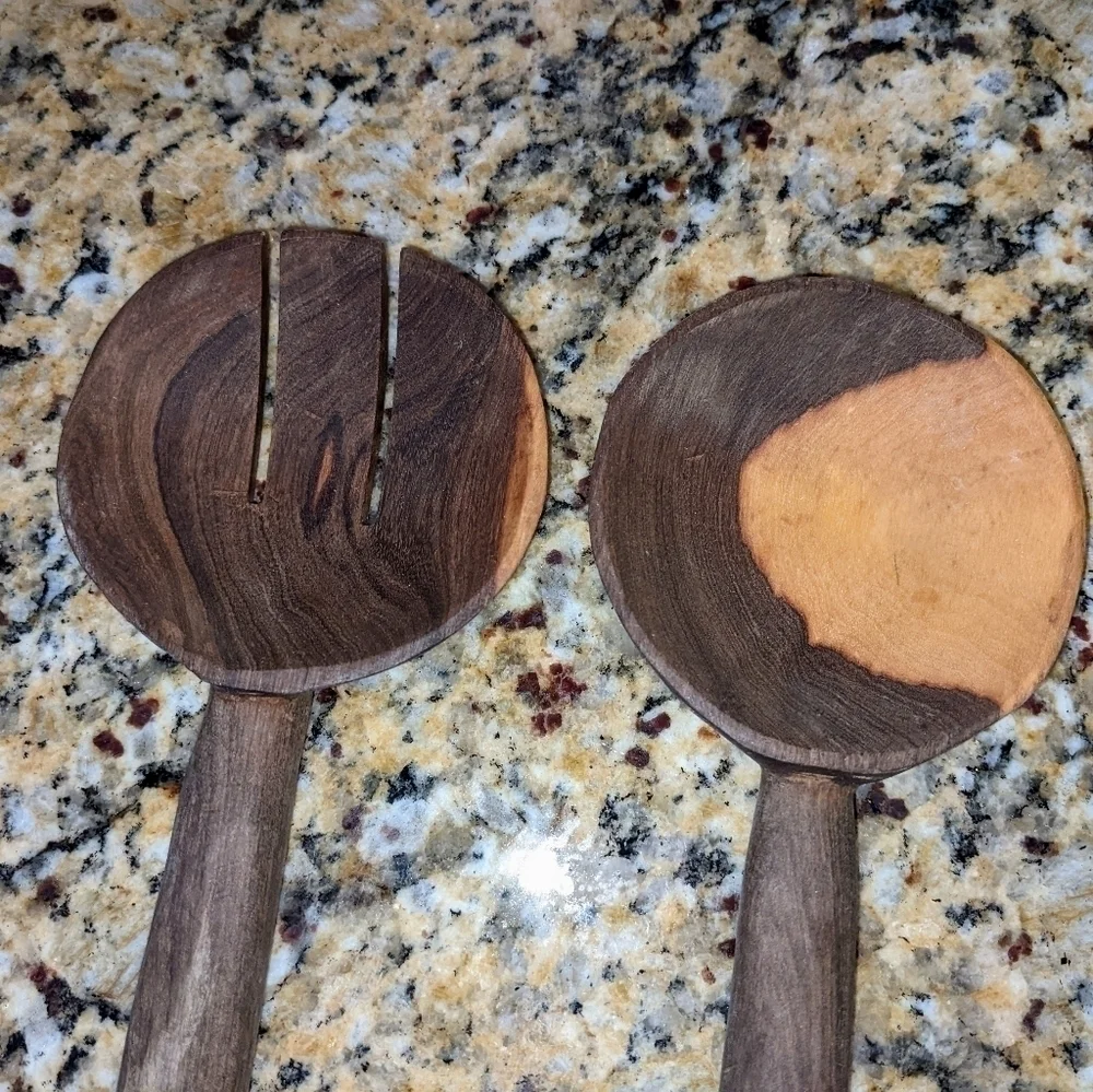 African Teak Salad Serving Spoons from Kenya